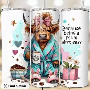Highland Cow Mom Tumbler with Straw